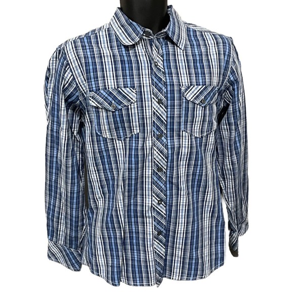 PD&C Paper Denim & Cloth Mens Button Front Long Sleeve Plaid Shirt Size M - Picture 1 of 3